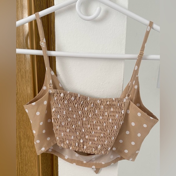 Nasty Gal Polka Dot Two-Piece Set – Size 2, Sand - Picture 6 of 7